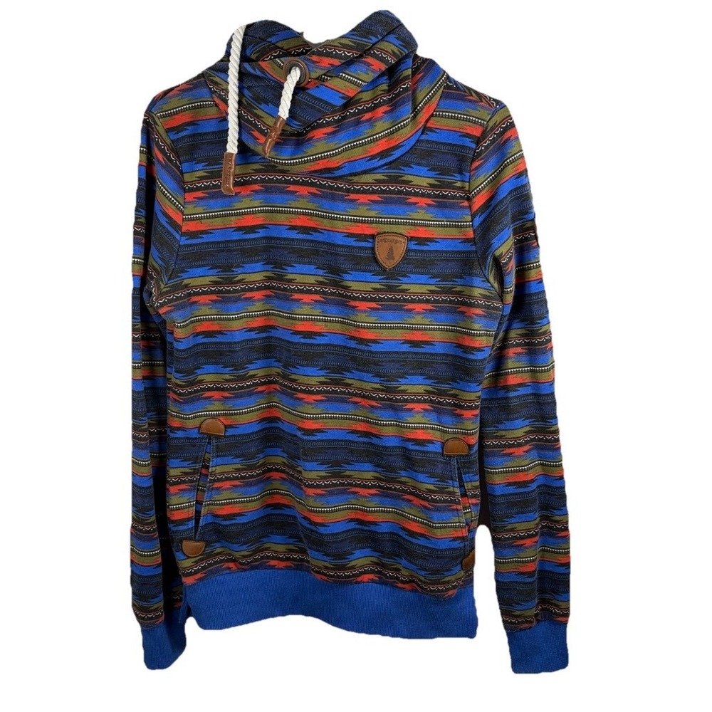 Wanakome Hoodie Southwest Aztec Navajo Women M Geometric Cowl Neck Pullover Boho
